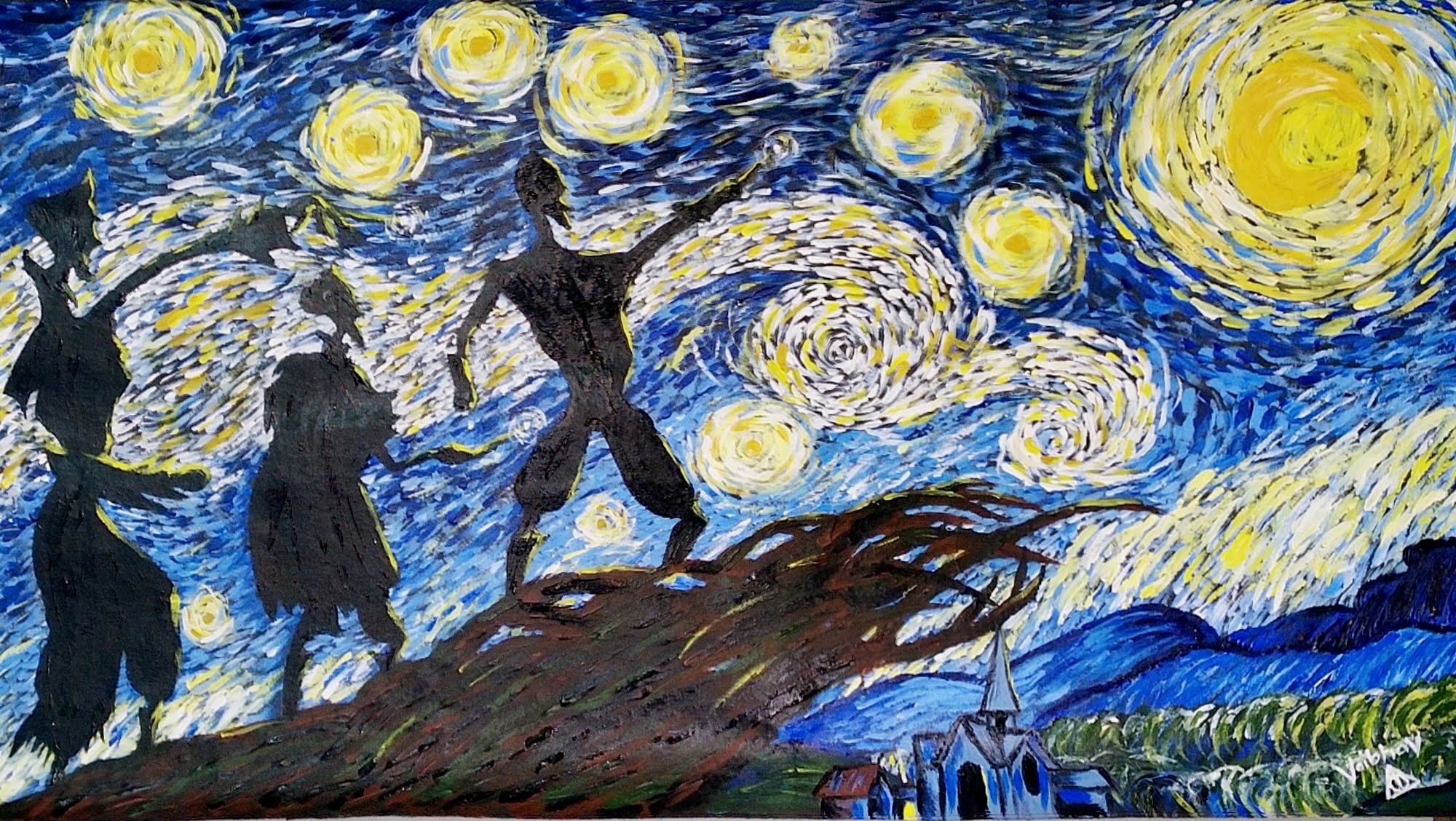 Three Brothers in Starry Night